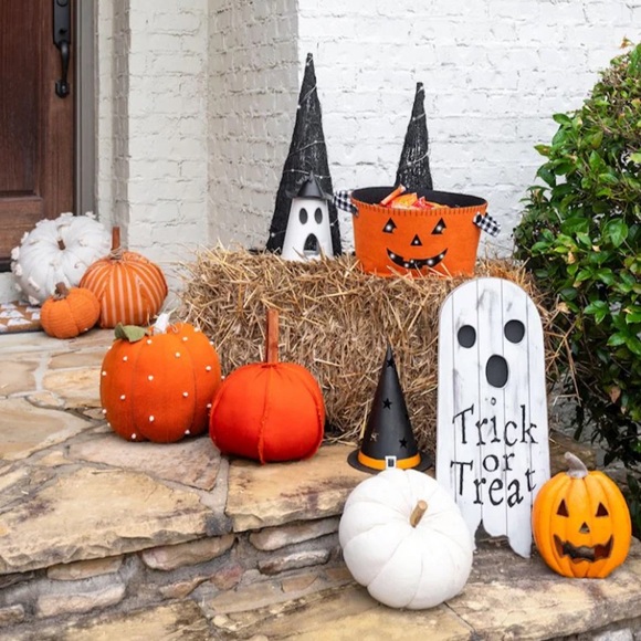 MUD PIE NWT Halloween witch hat tin lantern -black/orange - Picture 3 of 4